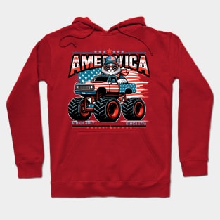 AMEOWICA cat drives a monster truck 4th of July independence Hoodie